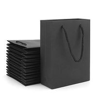 Shopping Bags with Handles, Eusoar 20pcs 5.9" x 2.3" x 7.8" Black Kraft Paper Bags with Handles Bulk, Lunch Bags, Merchandise Bag, Party Bags, Retail Handle Bags, Wedding Bags