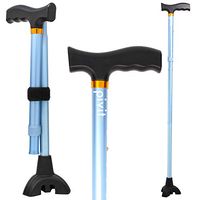 Pivit Walking Cane for Men & Women | Self Standing, Adjustable Offset Balance Stick 4 Point Quad Cane Tip | Lightweight & Sturdy Mobility Walker Aid for Arthritis, Elderly, Seniors & Handicap (Blue)