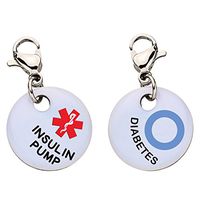 Diabetes Insulin Pump Blue Circle Snap-On Bracelet Charm-Parent (Stainless Steel)