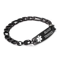 linnalove-Black Figaro Chain lnterchangeable bolld thinner Medical Bracelets for Men and Women(8.5")