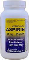 Aspirin Adult Low Dose Enteric Coated 81 mg Generic for Bayer Aspirin Low Dose 1000 Tablets Per Bottle