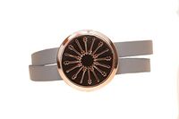 The Oil Collection Rose Gold Essential Oils Diffuser Wrap Bracelet (Stainless Steel) (Gray Leather - Arrows)
