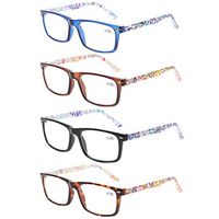 JOSCHOO 4 Pairs Reading Glasses Women Fashion Pattern Design Readers (4 Mix, 2.25)