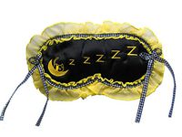 Silk Eye Mask Yellow Zzzz Embroidery Travel Blindfold Shade Blinder Adjustable Elastic Strap Sleeping Aid