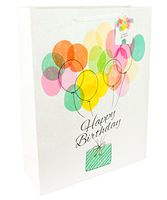 Gift Bag Party Favor Colorful Happy Birthday Small Size and Large Size (Extra Large 12.6" x 4.5" x 16", Happy Birthday Balloons)