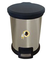 The Furniture Cove New 1.3 Gallon Round Stainless Steel Step Trash Can Waste Basket Featuring Your Choice of a Football Team Logo (Redskins)