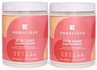 Konscious Keto Shake: MCT Oil, Avocado Oil, Grass Fed Protein, Low Carb High-Fat Keto Meal Replacement (Strawberry Cheesecake) (2-Pack)
