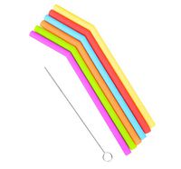 Silicone Straws For Kids, Cleaning Brush, Set of 6