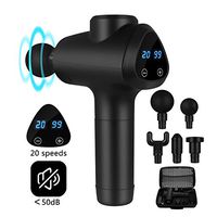 Massage Gun Muscle Deep Tissue Percussion Massager Tool for Sore Pain Relief Handheld 20 Adjustable Speeds with 6 Massage Heads Rechargeable Device Sports Machine Gift for Athlete Parents