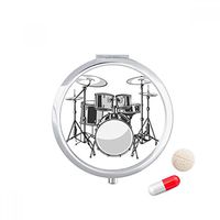 Song Music Drum Kit Energy Illustrate Travel Pocket Pill case Medicine Drug Storage Box Dispenser Mirror Gift