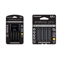 Panasonic Advanced Individual Cell Battery Charger Pack with 4 AA eneloop pro High Capacity Ni-MH Rechargeable Batteries & eneloop pro AA High Capacity Ni-MH Pre-Charged Rechargeable Batteries,4 Pack