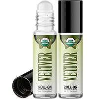 Organic Vetiver Roll On Essential Oil Rollerball (2 Pack - USDA Certified Organic) Pre-diluted with Glass Roller Ball for Aromatherapy, Kids, Children, Adults Topical Skin Application - 10ml Bottle