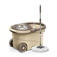 MOP Spinning and Bucket Cleaning Set Dewatering Basket Can Be Separated 360 Degree Spinning Double Drive Household (Color : Coffee Color)