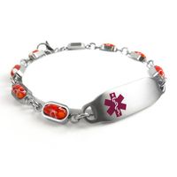 My Identity Doctor - Pre-Engraved, Customized Pacemaker ID Bracelet, Red Millefiori Glass - Purple