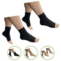 HealthyNees Ankle 15-20 mmHg Compression Leg Foot Swelling Wide Open Toe Sleeve (2 Pairs Black, 2X-Large)