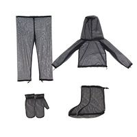 Mexidi Outdoor Lightweight Anti-Mosquito Clothing Set Breathable Pants Gloves Shoees Cover Head Face Protect Net Cover Quick Dry Repellent Anti Bee Fishing Clothes Suit Camping (S/M, Outfits)