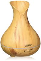 400ml Aroma Essential Oil Diffuser, LESHP Wood-Grain Whisper Ultrasonic Cool Mist Humidifier 7 Color Changing Light for Office Home Bedroom Living Room Study Yoga Spa