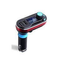 SolidPin Wireless Bluetooth FM Transmitter Music Hands-free Calling MP3 Player Car Kit USB Charger SD LCD for iPhone 7 Plus 6S Samsung Motorola Nexus Android Cell Phone/ Tablet, iPod iPad - Red