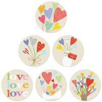Share Love Envelope Seals - Set of 24 (6 Designs) Sticker Seals on 8-1/2" x 11" Sheet