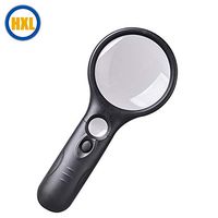 HXL Magnifying Glass Hand-held Magnifier Glass with 3 LED Light 3X 45X for Reading,Coin,Stamp,Home and Office-[Black]