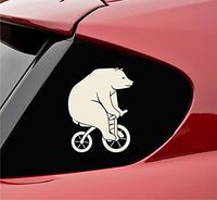 Slap-Art Bear on Bicycle Vinyl Decal Sticker (Beige)