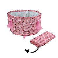 Multifunctional Collapsible Bucket,16L Compact Portable Folding Water Container with Comfortable Handles and Organizer Pouch for Outdoor Camping Hiking Travelling (Pink)