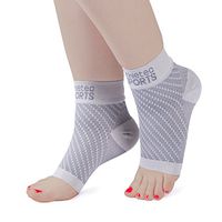 Athletec Sport Compression Foot Sleeves with Arch Support to Help Relieve Plantar Fasciitis Aches, Pains, Swelling, Heel Pain, and Treatment for Everyday Use - Size Large in Gray (One Pair)