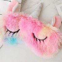 Anddyam Unicorn Sleeping Mask Cute Unicorn Horn Soft Plush Blindfold Eye Cover for Girls (Pink, s)