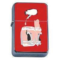 Frozen Penguin Flip Top Dual Torch Em1 Smoking Cigarette Silver Refillable Dual Flame