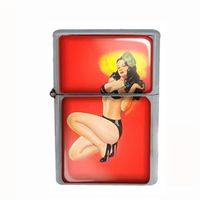 Wind Proof Dual Torch Refillable Lighter Pin Up Girl Design-008