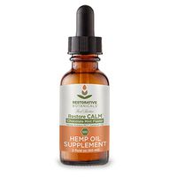 Restore CALM Hemp Oil Extract 600 mg Chocolate Mint Flavor - 2 ounce (60ml) supports functional calming for stress relief, relaxation, healthy sleep patterns, and achy muscles