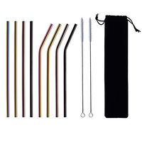 Drinking Straws 11-Pack 18/10 Stainless Steel 8 1/2 in Long Reusable Straws For 20oz Tumblers Yeti and 6mm Diameter by IRONX(4 Bent+4 Straight,Multi-color,8.5in)