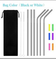 Stainless Steel Straw,Extra Long Smoothie 9.5in Reusable Metal Drinking Straws for Party,Mugs,Shakes,Tumblers,Cold Beverage,3 Straight Straw,3 Bent Straw,2 Cleaning Brushes,6 Silicone Tips