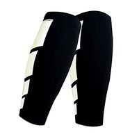 CFR Calf Compression Sleeve - Helps Shin Splints Sport Gym Support Braces Unisex Leg Socks One Pair Black,L UPS Post