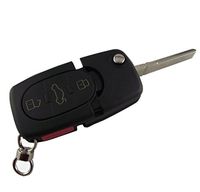 KEMANI Uncut Blank 4 Buttons Switch Folding Flip Remote Entry Keyless Key Case For 1998-2001 VW Volkswagen Passat Beetle Golf Jetta Fob Shell Replacement 3Button+Panic No chips