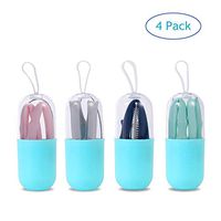 Collapsible Straws - Extra Long 10" Portable Straws 4 Pack for 30&20 oz Tumbler, with 4 Cleaning Brushes and 4 Carrying Case,Flexible, portable