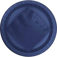 [24 pcs] Navy Blue Paper Plates with [50 pcs] Navy Party Napkins