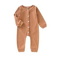 Vielone_Baby Baby Ribbed Bodysuit Newborn Long Sleeve Romper Soft Infant Cotton Jumpsuit Toddler Onesie Outfit Halloween Brown