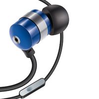 GOgroove AudiOHM HF Earbud Headphones with Mic, Deep Bass, Comfortable Ear Gels (Blue) in-Ear Earphones Featuring Noise Isolating Design, Durable Alloy Driver Housing, Ergonomic Angled Fit