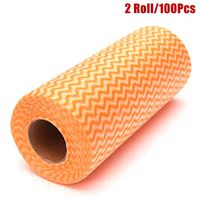 2 Rolls Kitchen Disposable Paper Towels - Household Clean Tissue Paper Washable Household Cleaning Cloths Rolls (Orange)