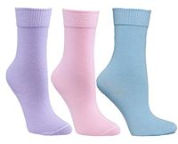 Diabetic Socks for Women by Sugar Free Sox - Maximize Circulation & Comfort - Womens Sock Size 9-11 - Pink/Lavender/Baby Blue Crew Assorted 3 Pack
