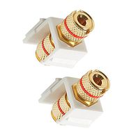 C&E CNE443060 Keystone Binding Post/Banana Jack Red Band, White, 2-Pack