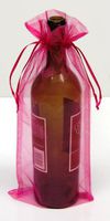 6 Fuchsia Organza Bags - Bottle/Wine Bags Gift Pouch, 6" x 14"