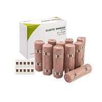 10 Pack Elastic Bandage with Clips + 10 Extra Clips - 5 Yards / 15 Feet When Stretched - Breathable Athletic Cohesive Bandage for Sports Injury: Ankle, Knee & Wrist Sprains (6 Inch x 5 Yards)