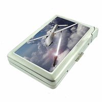 Cigarette Case with Built in Lighter Drone S3 Smoking King Size Cigarettes Silver Metal Wallet 4" X 2.75" RFID Protection