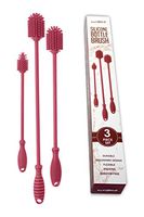 Long Silicone Bottle Brush - Professional Scratch Free Material, Silicone Handle with Firm Grip, FDA Approved Bottle Cleaner, Narrow Bottle Neck Cleaning byChefCD (Red)
