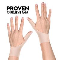 Wrist and Thumb Stabilizer Support Brace | 2 Premium Gel Fingerless Compression Gloves for Right and Left Hand (XS to M, Transparent White)