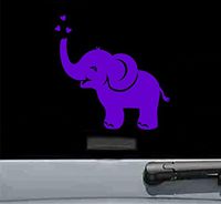 JS Artworks Baby Elephant with Hearts Vinyl Decal Sticker (Purple)