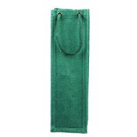 Eco-Friendly Reusable Single Bottle Burlap Jute Wine Gift Bag with Rope Handle - Green (Pack of 24)