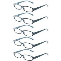 Reading Glasses Comb Pack of Multiple Fashion Men and Women Spring Hinge Readers (5 Pack Blue, 1.75)